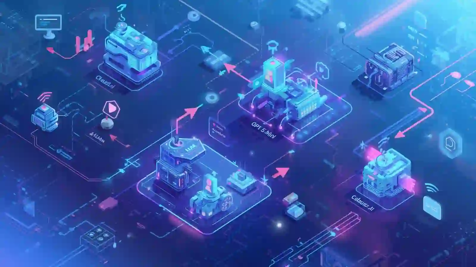 Futuristic illustration of AI models