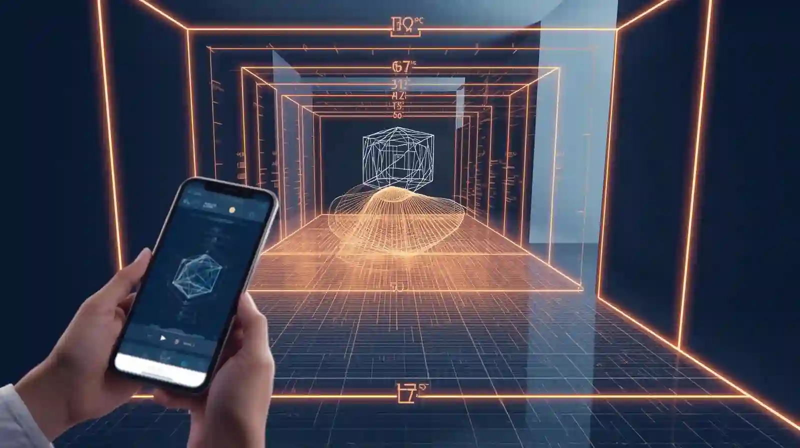 AI measuring room with smart device