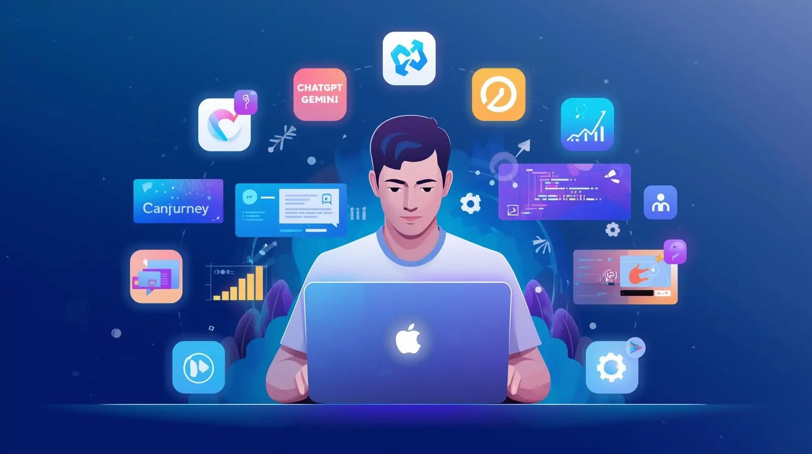 User multitasking with different AI tools