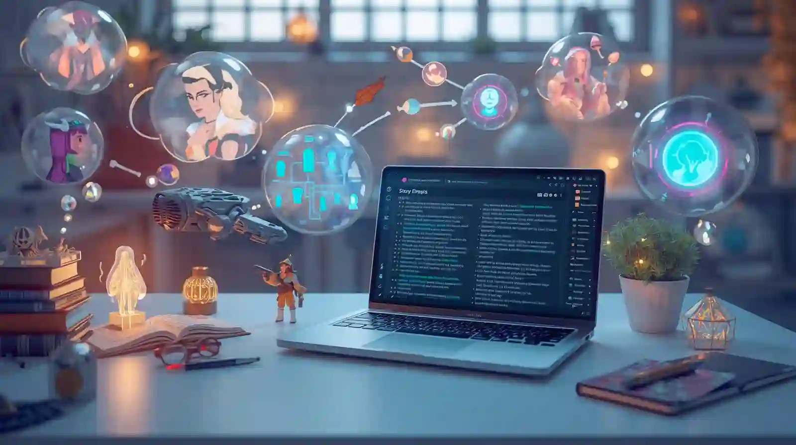 Fiction writer using AI storytelling tools