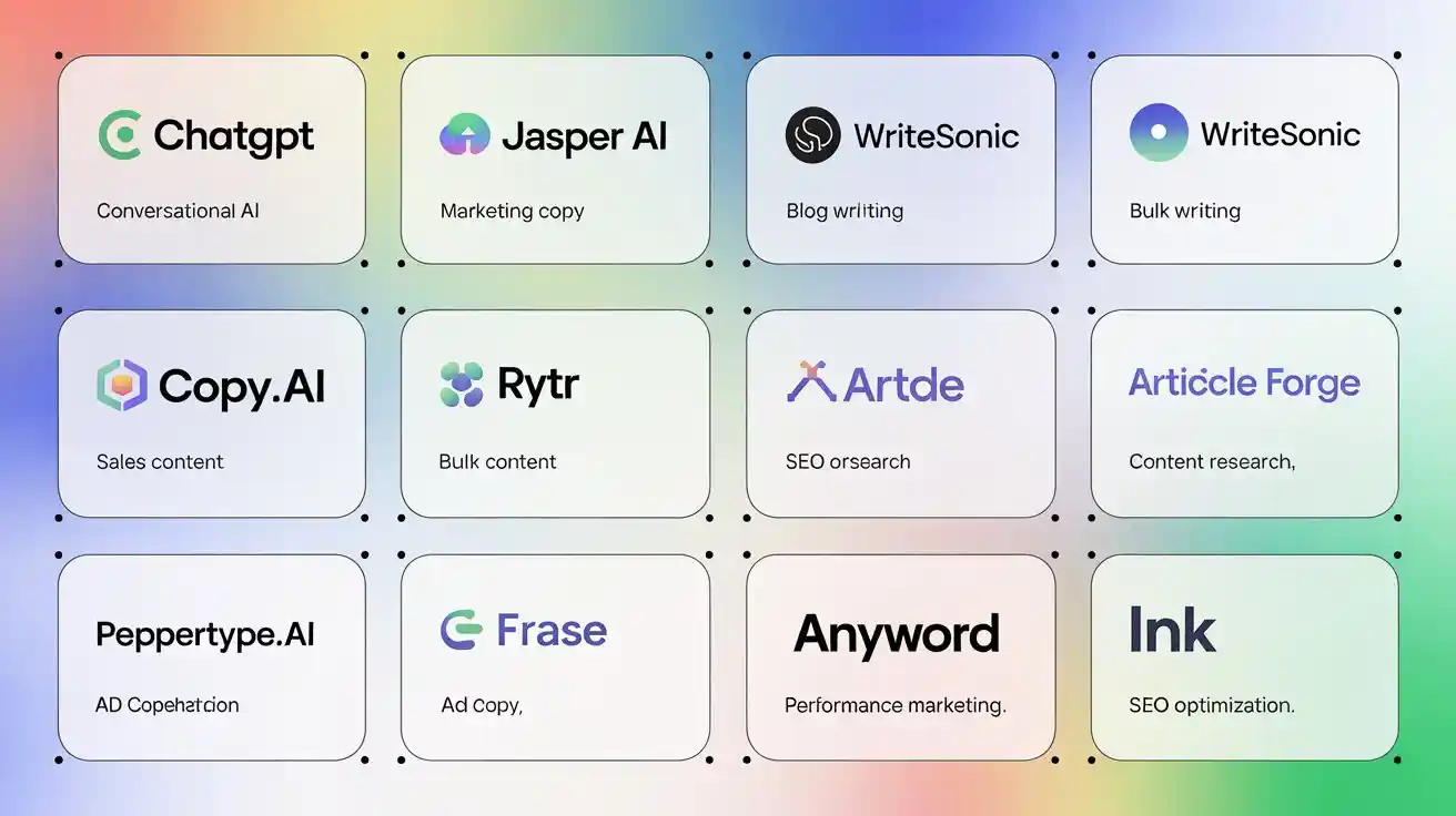 Popular AI content creation tools infographic