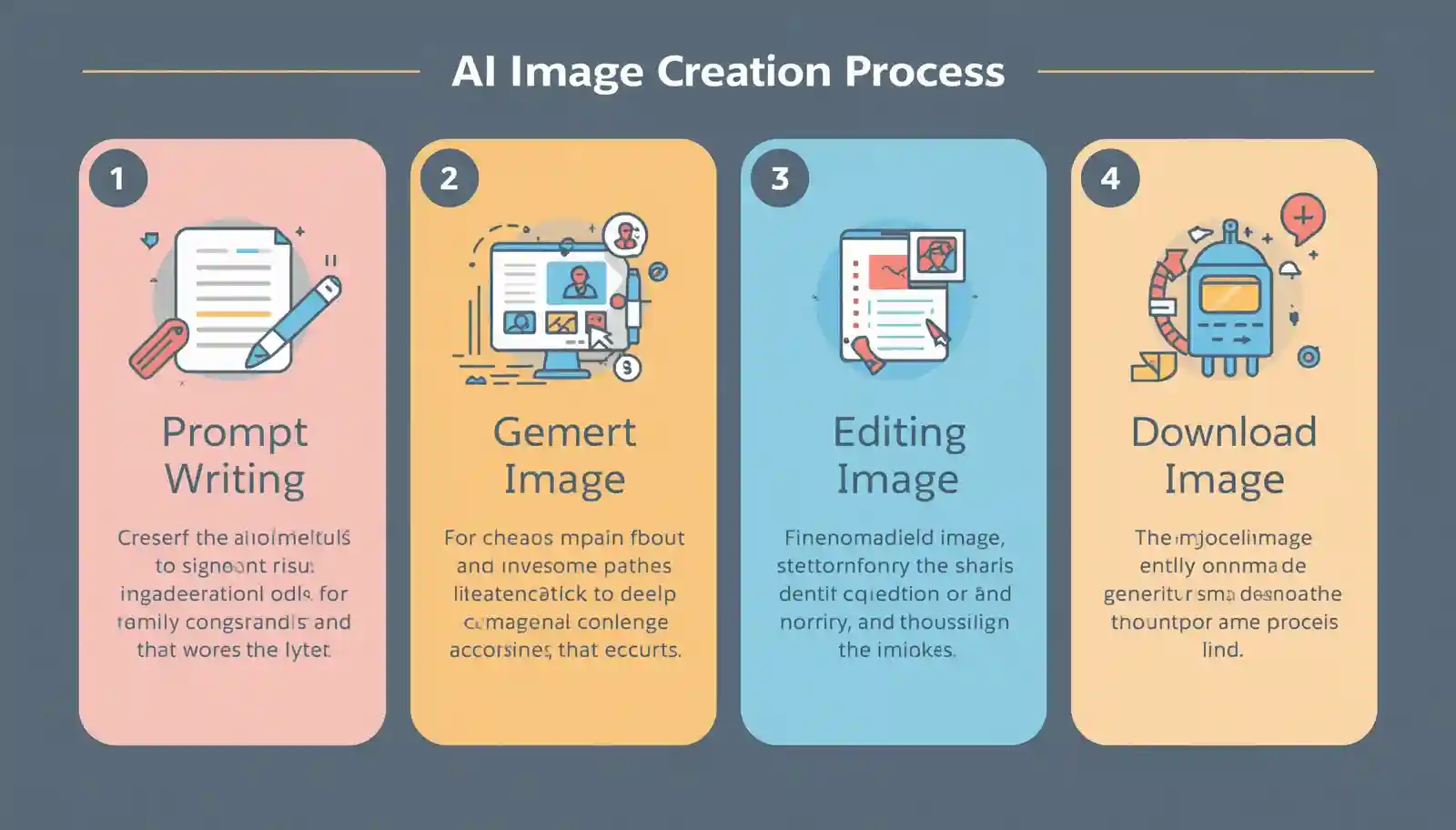 AI image creation steps: prompt to download.