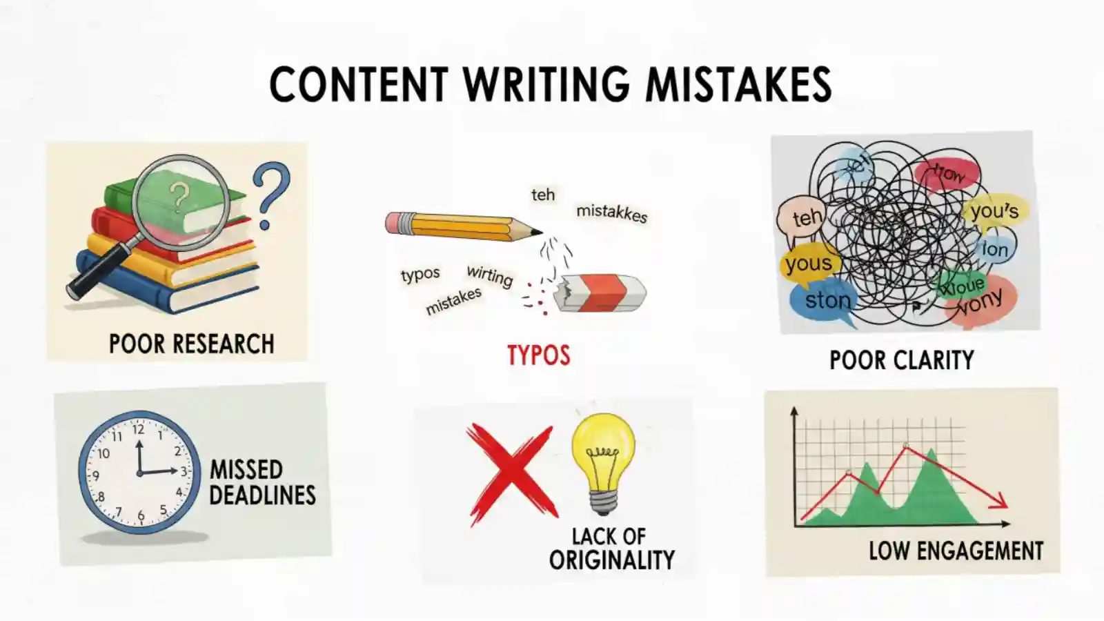 Common AEO mistakes with warning icons and clean modern illustration.