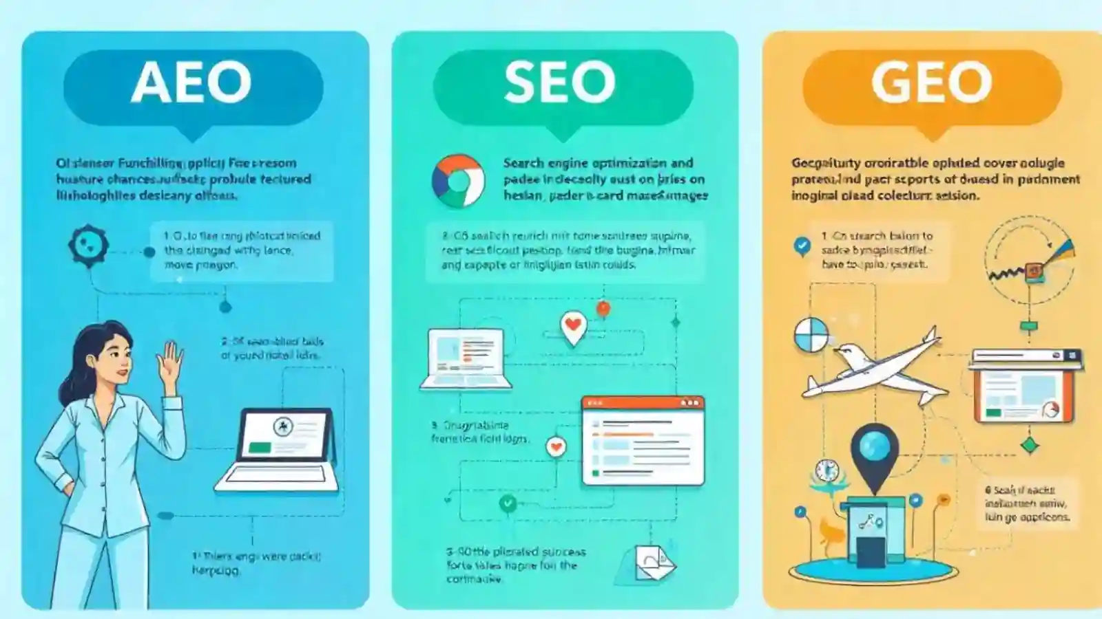 SEO vs AEO comparison showing links and direct answers.